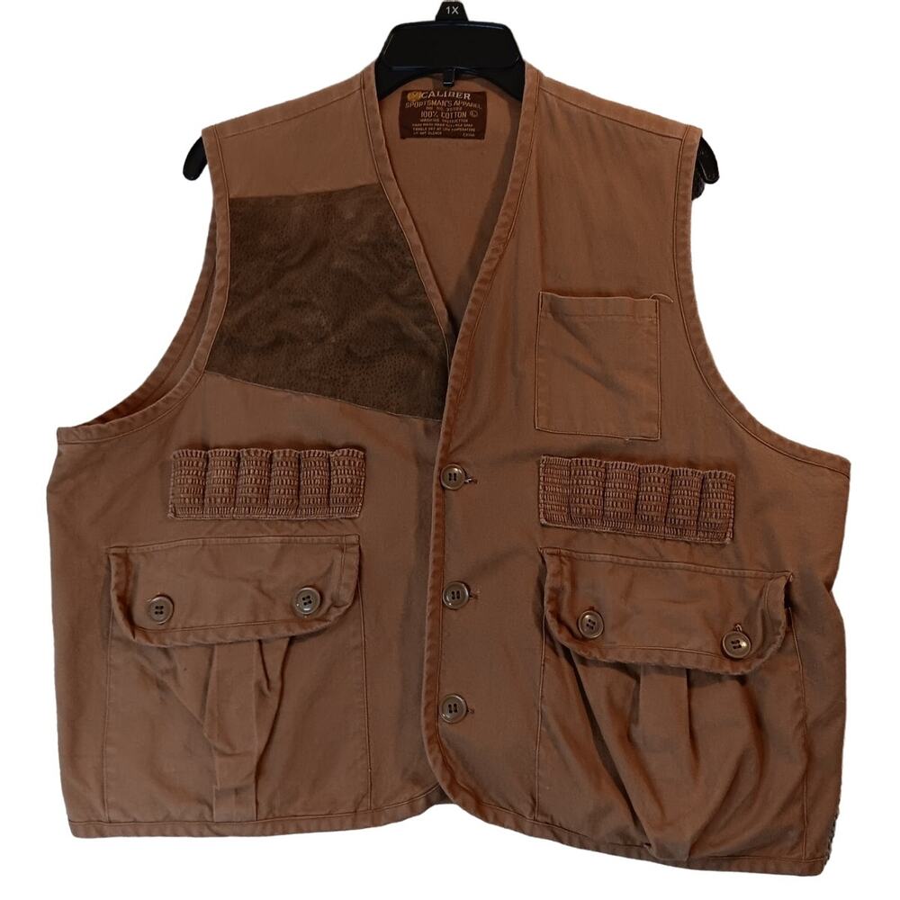 X-Caliber Vintage Sportsman Vest L Rust Brown Hunting Outdoors Pockets Holders‎